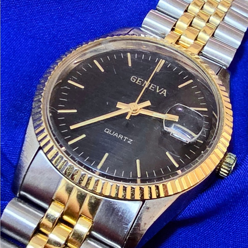 Geneva Vintage Classic 2 Tone Quartz Mens Watch